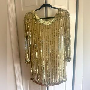 Candela Ivory and Gold sequin mini dress XS